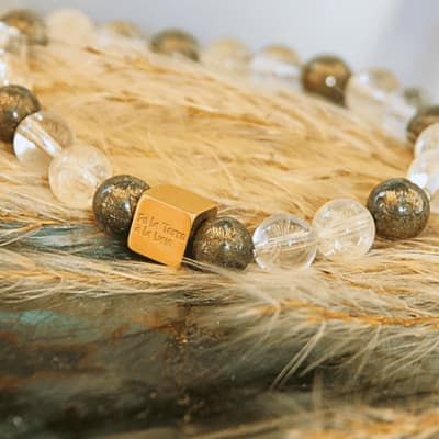 🔑 Clé d’Abondance – Citrine, Cristal de Roche, Pyrite