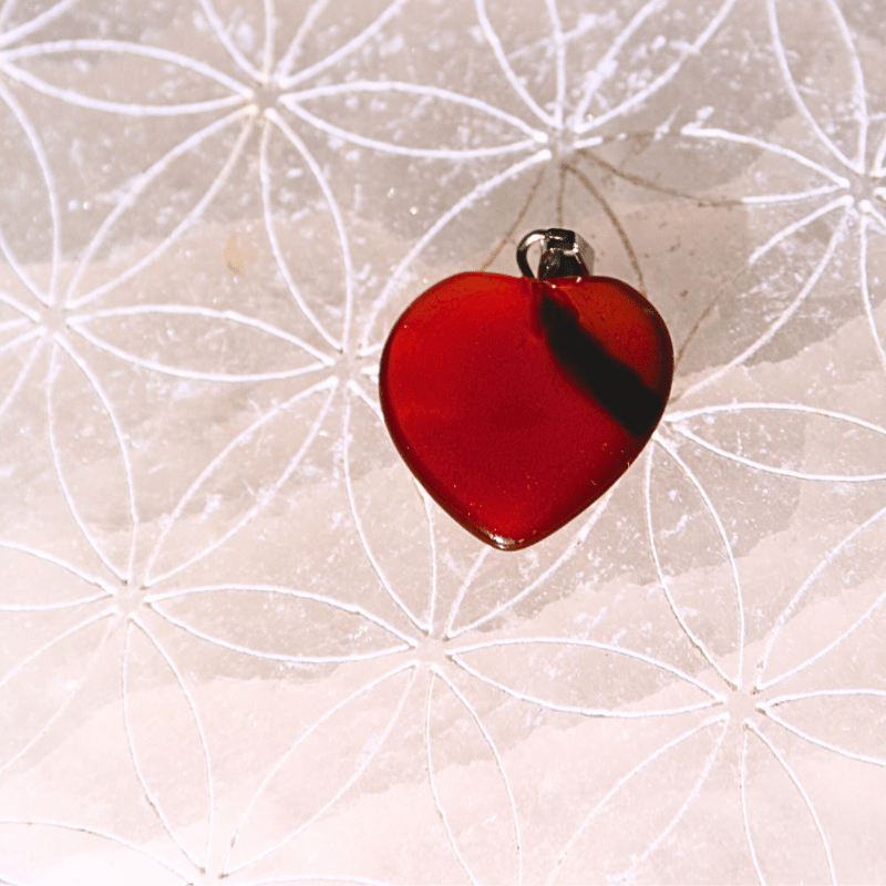 🧡 Cornaline — Pendentif Cœur 20 mm : Vitalité, Confiance & Créativité - Bijoux en pierre De la terre à la lune