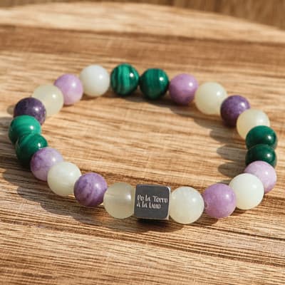 đș FĂ©minitĂ© LibĂ©rĂ©e â Malachite, LĂ©pidolite, Jade Vert - Bijoux en pierre De la terre Ă la lune