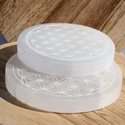 🌕 Fleur de Vie en Sélénite - Purifie et Recharge Bijou et Pierre - Bijoux en pierre De la terre à la lune