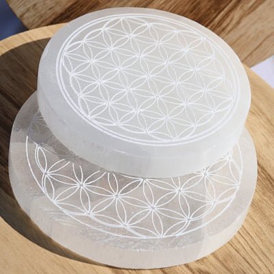 🌕 Fleur de Vie en Sélénite - Purifie et Recharge Bijou et Pierre - Bijoux en pierre De la terre à la lune