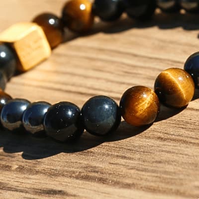 🛡️ Protection Sacrée – Œil de Tigre, Obsidienne, Hématite - Bijoux en pierre De la terre à la lune