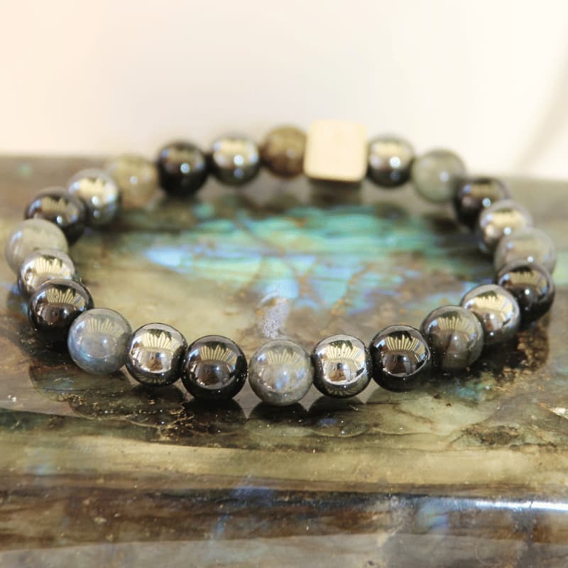 🛡️ Bouclier Intérieur – Onyx, Labradorite, Hématite