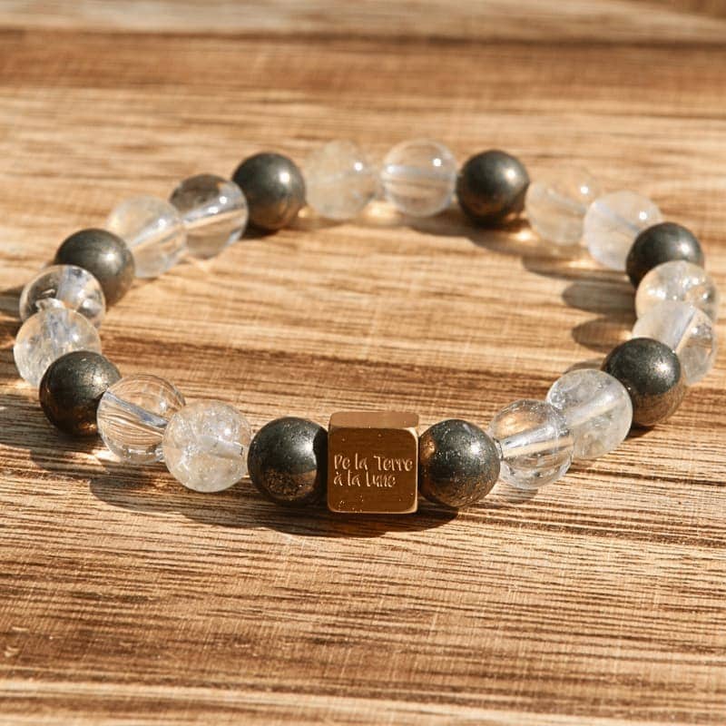 🔑 Clé d’Abondance – Citrine, Cristal de Roche, Pyrite