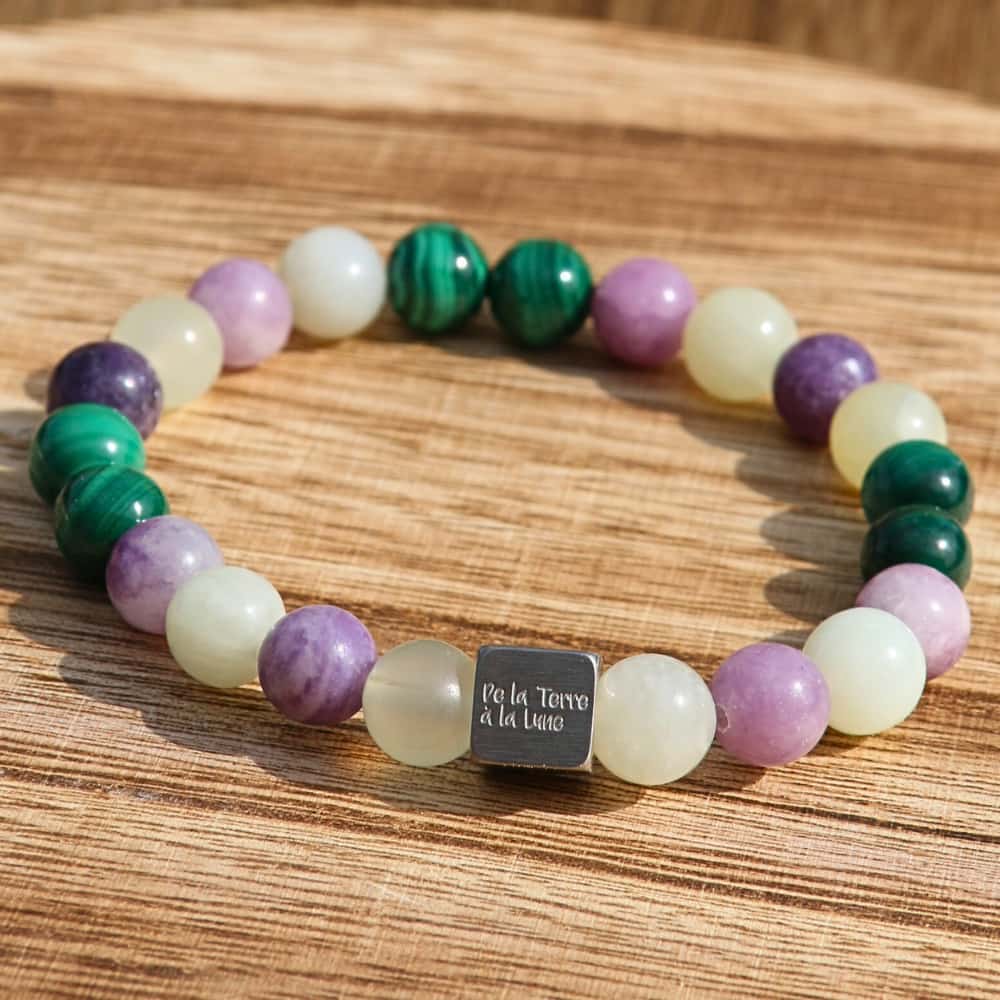 🌺 Féminité Libérée – Malachite, Lépidolite, Jade Vert