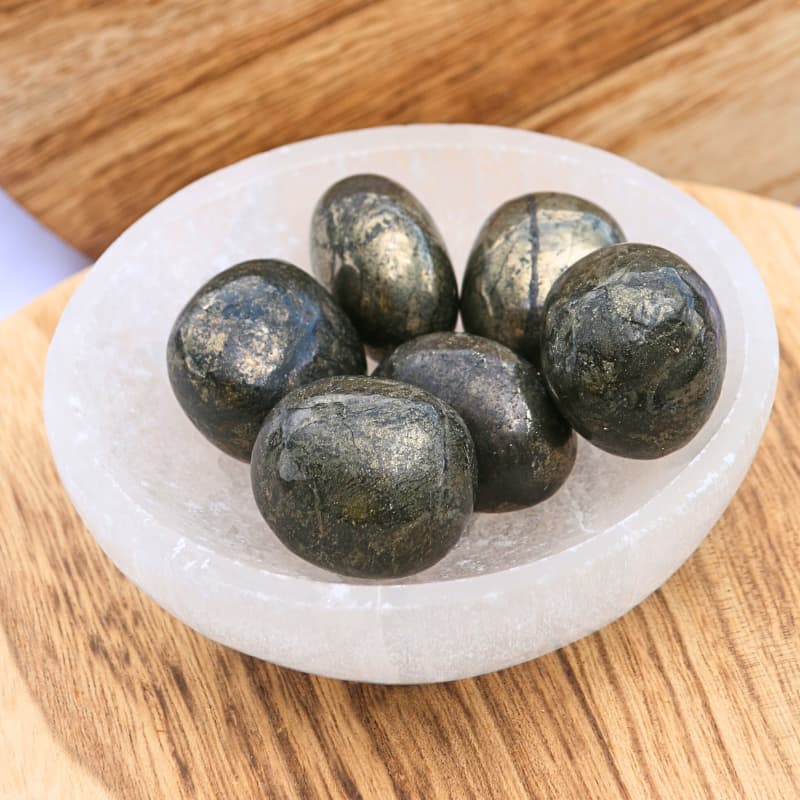 💛 Pierres roulées Pyrite – Confiance en soi &amp; abondance matérielle