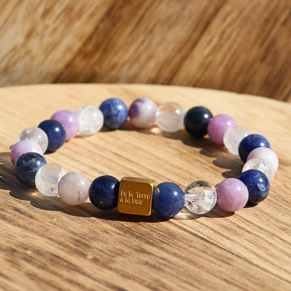 🌙 Silence Intérieur – Sodalite, Cristal de Roche, Lépidolite