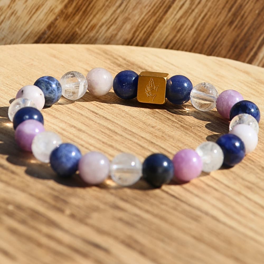 🌙 Silence Intérieur – Sodalite, Cristal de Roche, Lépidolite
