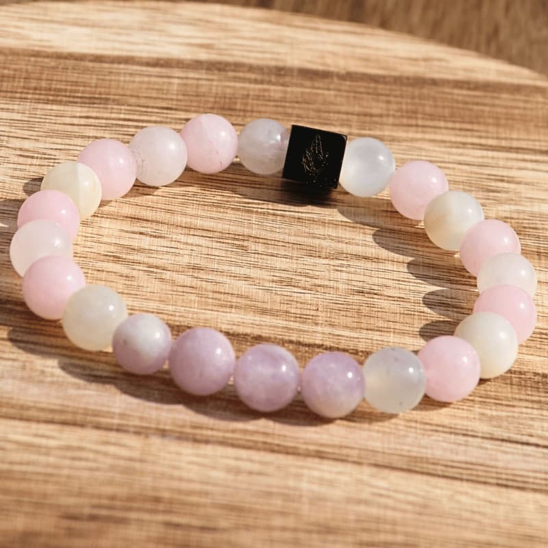 💖 Trésor du Cœur – Kunzite, Pierre de Lune, Quartz Rose