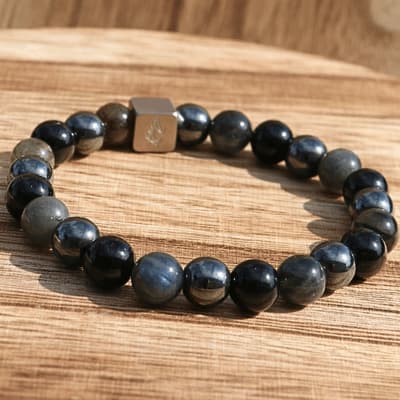 🛡️ Bouclier Intérieur – Onyx, Labradorite, Hématite - Bijoux en pierre De la terre à la lune
