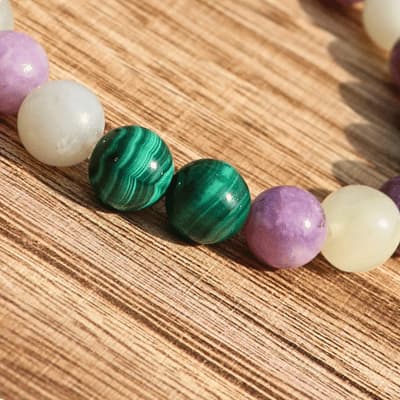🌺 Féminité Libérée – Malachite, Lépidolite, Jade Vert - Bijoux en pierre De la terre à la lune