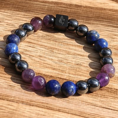 🎯 Focus Sacré – Hématite, Lapis - Lazuli, Améthyste - Bijoux en pierre De la terre à la lune