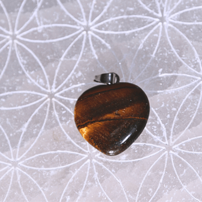 🐯 Œil de Tigre — Pendentif Cœur 20 mm : Protection, Force &amp; Confiance - Bijoux en pierre De la terre à la lune