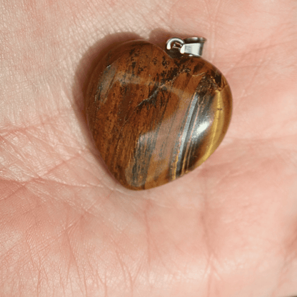 🐯 Œil de Tigre — Pendentif Cœur 30 mm : Protection, Force &amp; Confiance - Bijoux en pierre De la terre à la lune