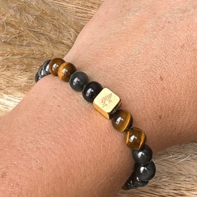 🛡️ Protection Sacrée – Œil de Tigre, Obsidienne, Hématite - Bijoux en pierre De la terre à la lune