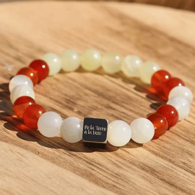 🌱 Terre de Fécondité – Pierre de Lune, Cornaline, Jade Vert - Bijoux en pierre De la terre à la lune