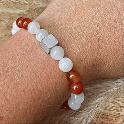 🌱 Terre de Fécondité – Pierre de Lune, Cornaline, Jade Vert - Bijoux en pierre De la terre à la lune